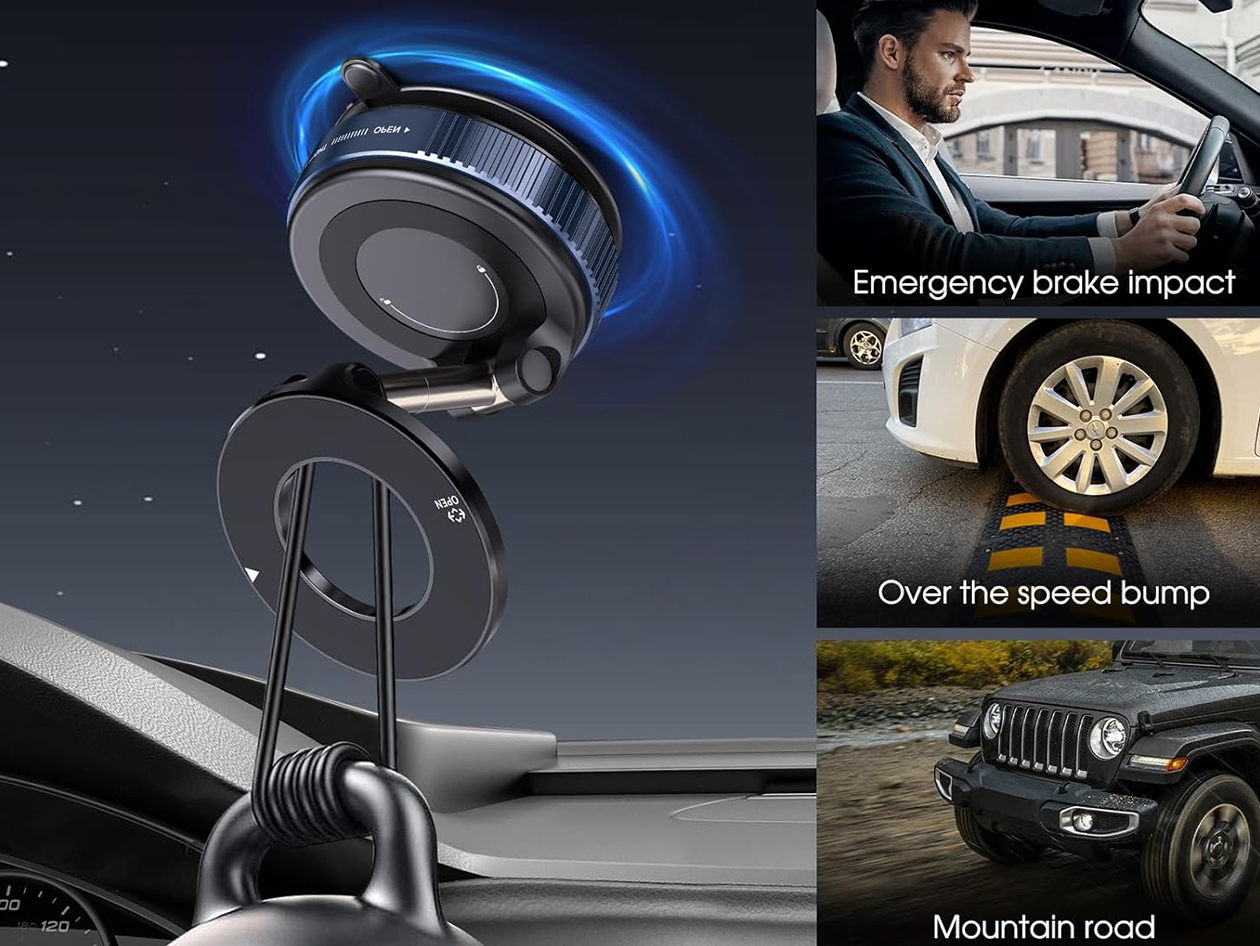 360° Adjustable Magnetic Suction Cup Phone Mount (White/1-Pack)