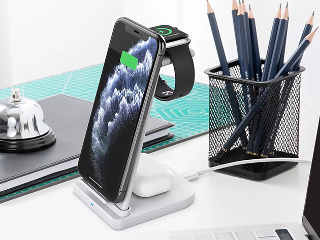 Station Dock For Apple Watch, AirPods, iPhone (White)