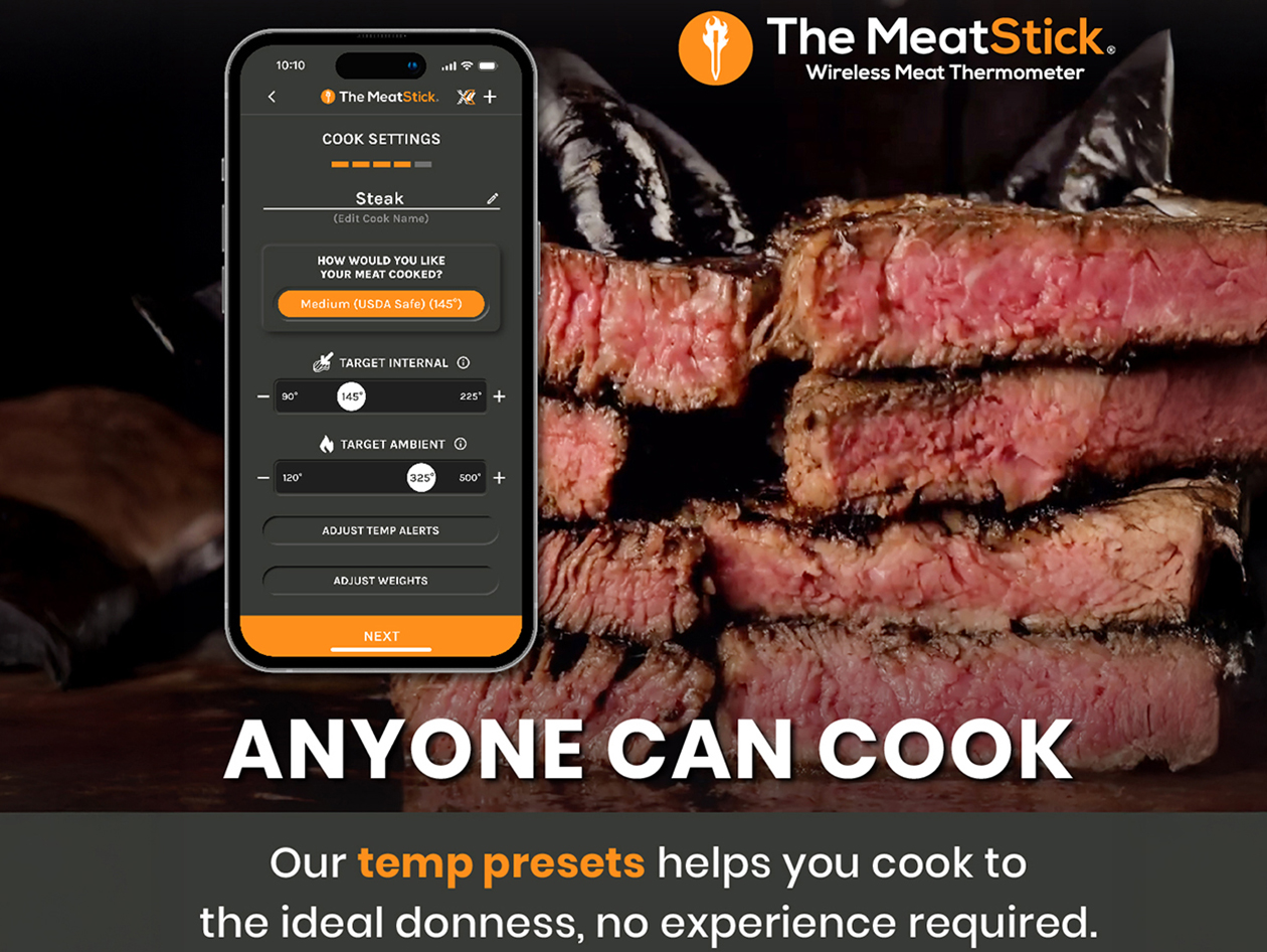 MeatStick Chef Mini Wireless Meat Thermometer Set for Small Cuts with Quad Sensors & App Control