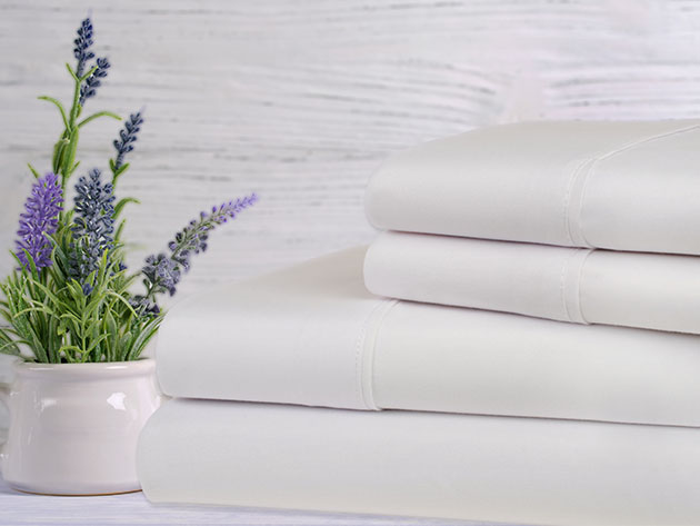 Bamboo 4-Piece Lavender Scented Sheet Set (White/King)