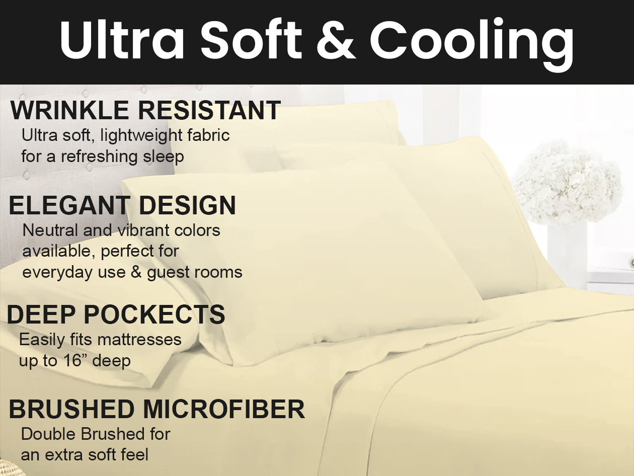 Super-Soft 1800 Series Bamboo Blend 6-Piece Sheet Set (Cream/King)