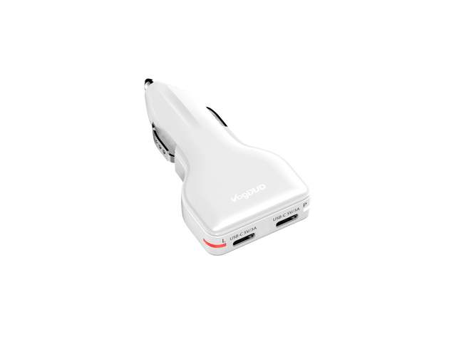 Dual USB-C Car Charger White