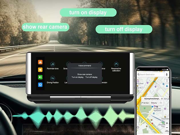 6.8" Foldable Touchscreen Car Display with Apple CarPlay & Android Auto Support