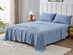 Kathy Ireland 4 Piece Heathered Jersey Knit Cotton Sheet Set (Queen/Light Blue)