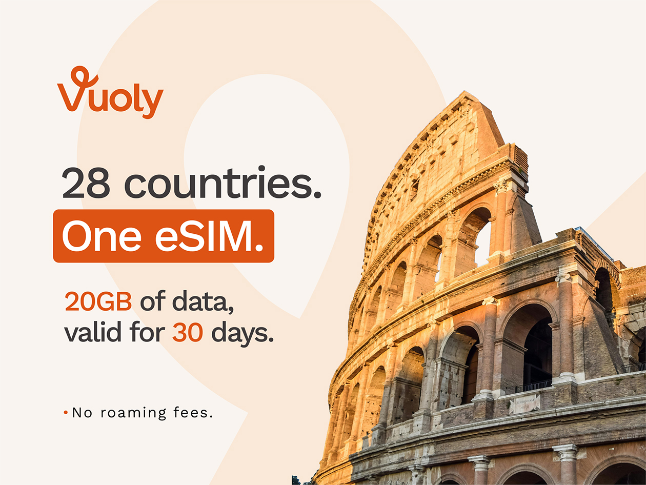 Vuoly eSim Mobile Data Plan: EU + UK - 20GB/30 Days