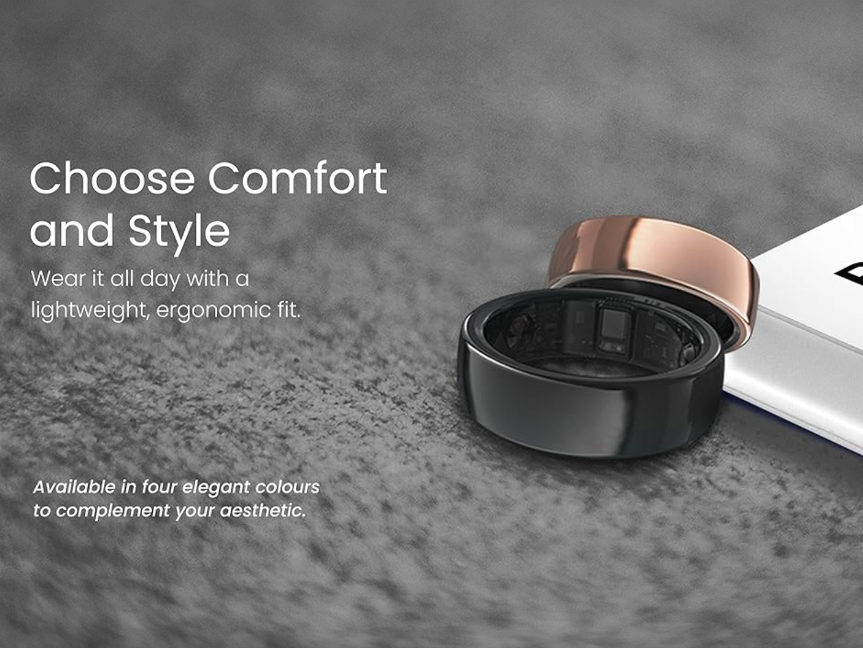aaboRing Health & Fitness Tracker Smart Ring (Rose Gold/Size 13)
