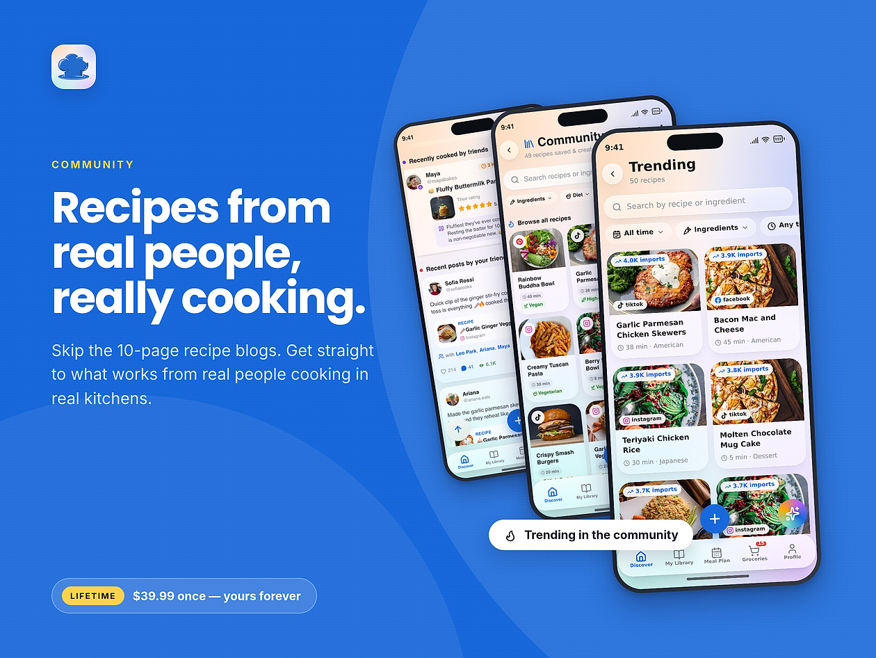 ReciBites - Recipe Organizer, AI Meal Planner & Grocery Lists: Lifetime Subscription