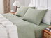 Kathy Ireland 4 Piece Heathered Jersey Knit Cotton Sheet Set (Full/Olive)