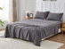 Kathy Ireland 4 Piece Heathered Jersey Knit Cotton Sheet Set (King/Dark Gray)