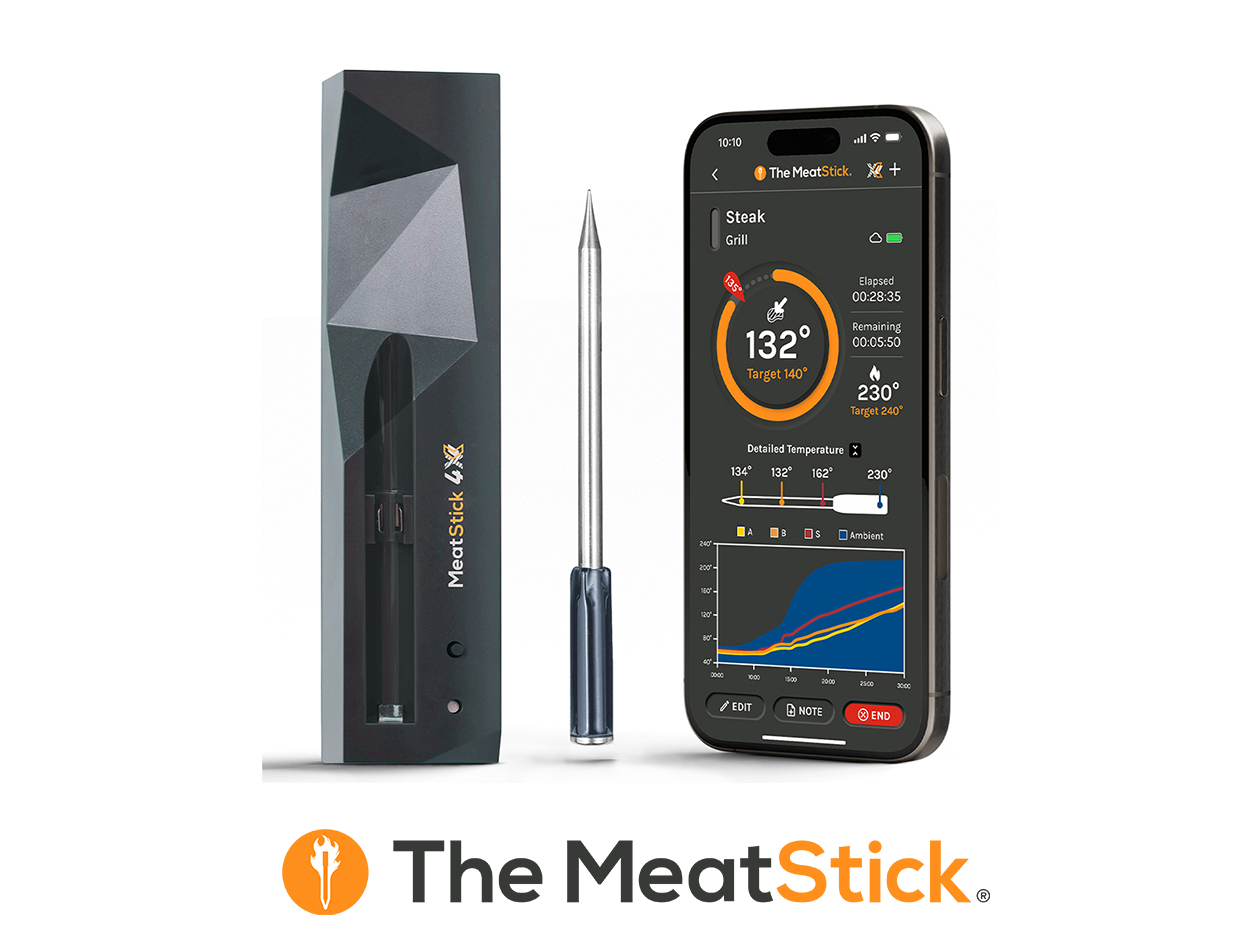 MeatStick 4X Wireless Meat Thermometer Set with Quad Sensors & 650ft Range