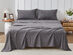 Kathy Ireland 4 Piece Heathered Jersey Knit Cotton Sheet Set (King/Dark Gray)