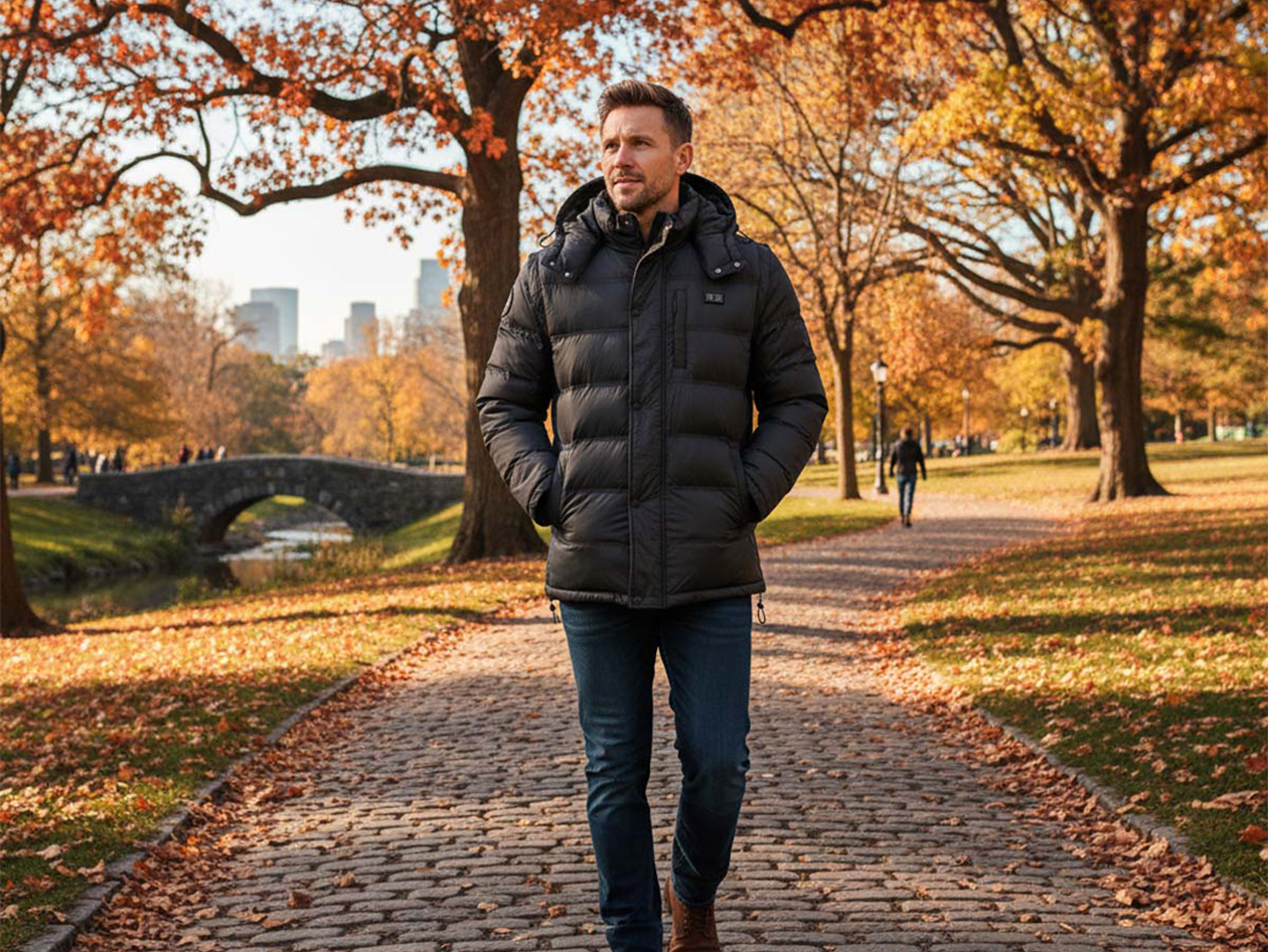Men's Helios Hybrid Heated Coat with Power Bank (Black/3XL)