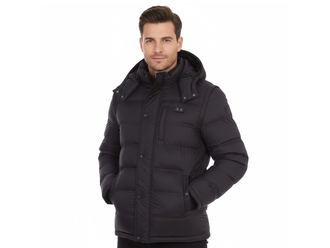 Men's Helios Hybrid Heated Coat with Power Bank (Black/Large)