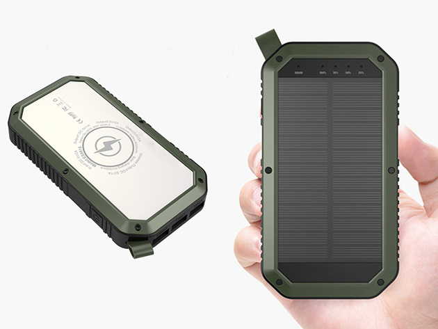 Sun Chaser 10,000mAh Mini Solar-Powered Wireless Phone Charger (Green)