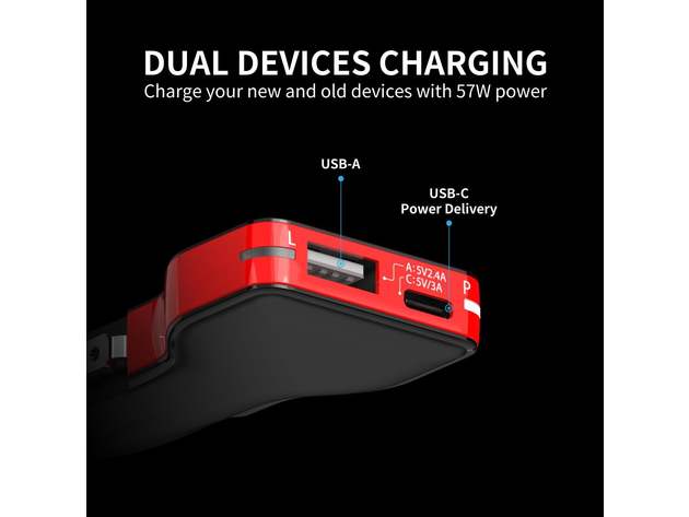 57W USB-C Car Charger (Red)