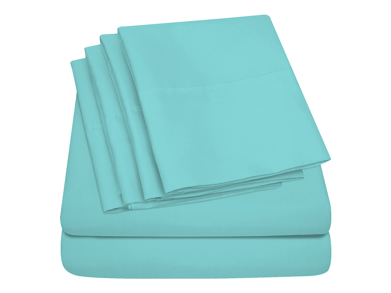 Super-Soft 1800 Series Bamboo Blend 6-Piece Sheet Set (Light Blue/King)