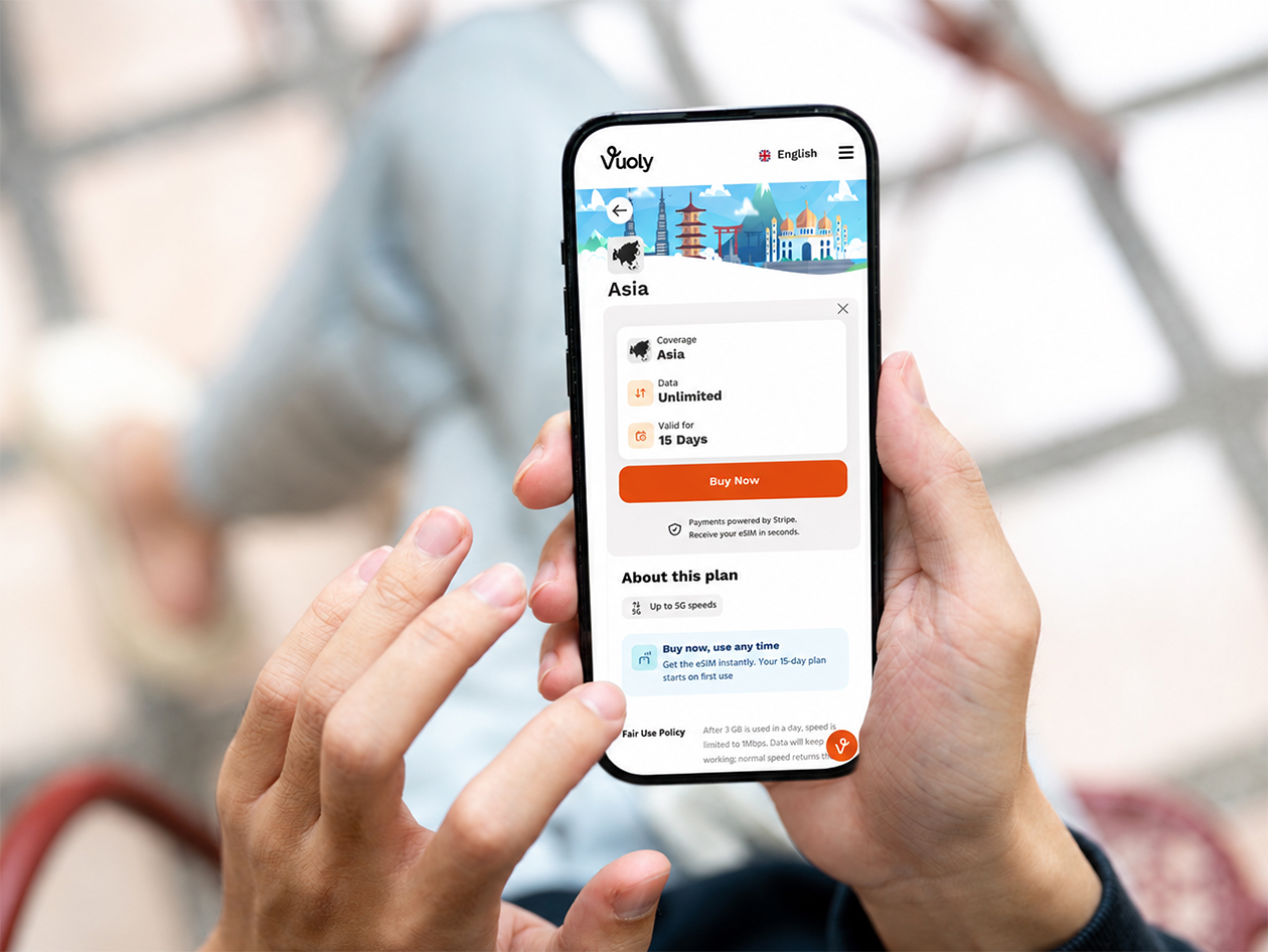 Vuoly eSim Mobile Data Plan: Asia - Unlimited/15 Days