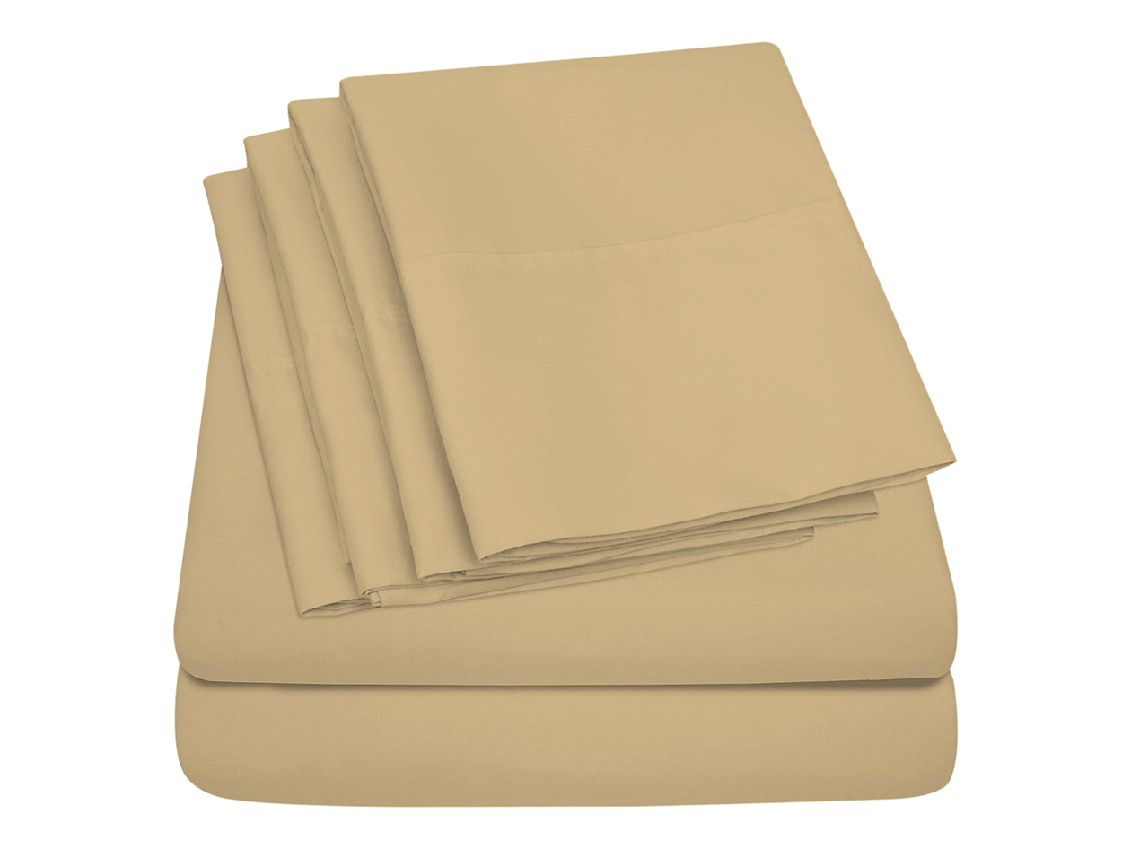 Super-Soft 1800 Series Bamboo Blend 6-Piece Sheet Set (Khaki/Full)
