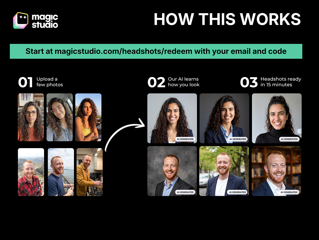 Magic Studio AI Headshot Generator Starter Plan: One-Time Purchase