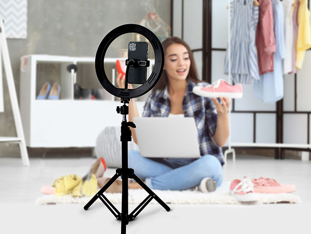 U-STREAM Home Streaming Studio with 10" Ring Light & Tripod 2-Pack