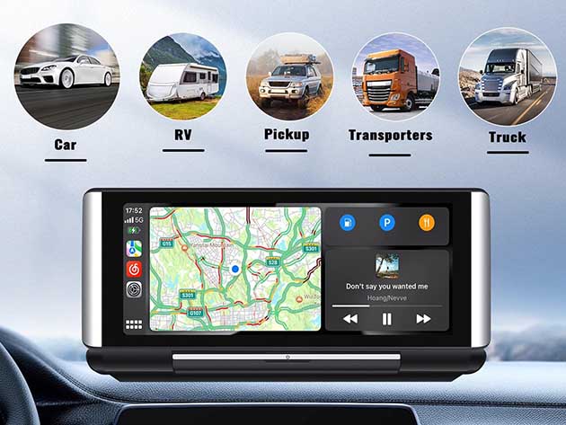 6.8" Foldable Touchscreen Car Display with Apple CarPlay & Android Auto Support