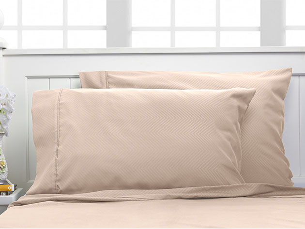 Bamboo 4-Piece Chevron Embossed Sheets (Ivory/Queen)