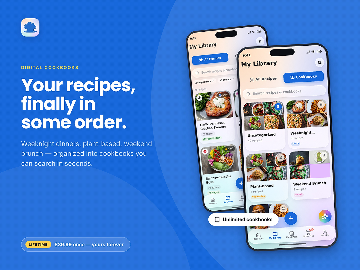 ReciBites - Recipe Organizer, AI Meal Planner & Grocery Lists: Lifetime Subscription