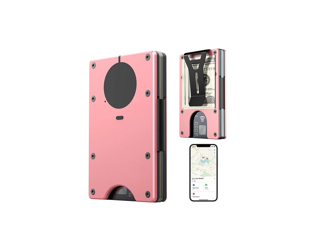 Slim RFID Wallet with Apple FindMy (Pink)