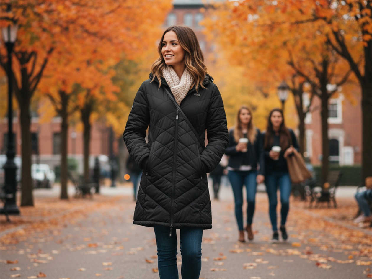 Women's Helios Hybrid Heated Coat with Power Bank (Black/XL)