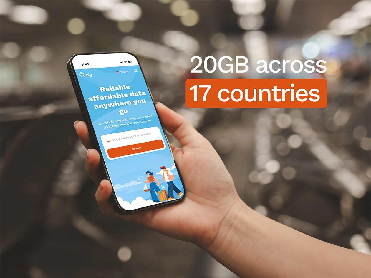 Vuoly eSim Mobile Data Plan: EU + UK - 20GB/30 Days