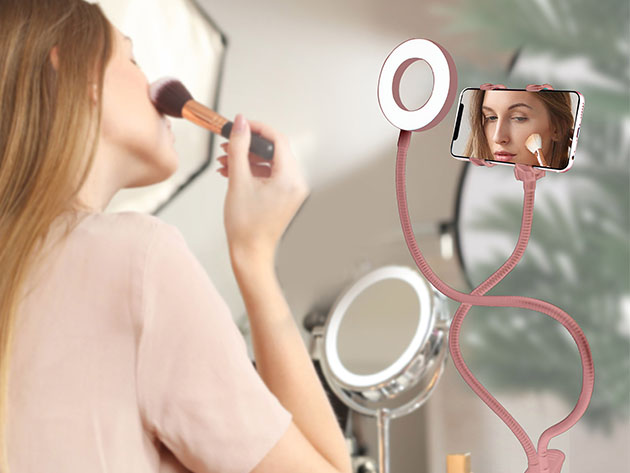 U-STREAM Home Streaming Studio with Ring Light & Gooseneck Phone Holder (Rose Gold)