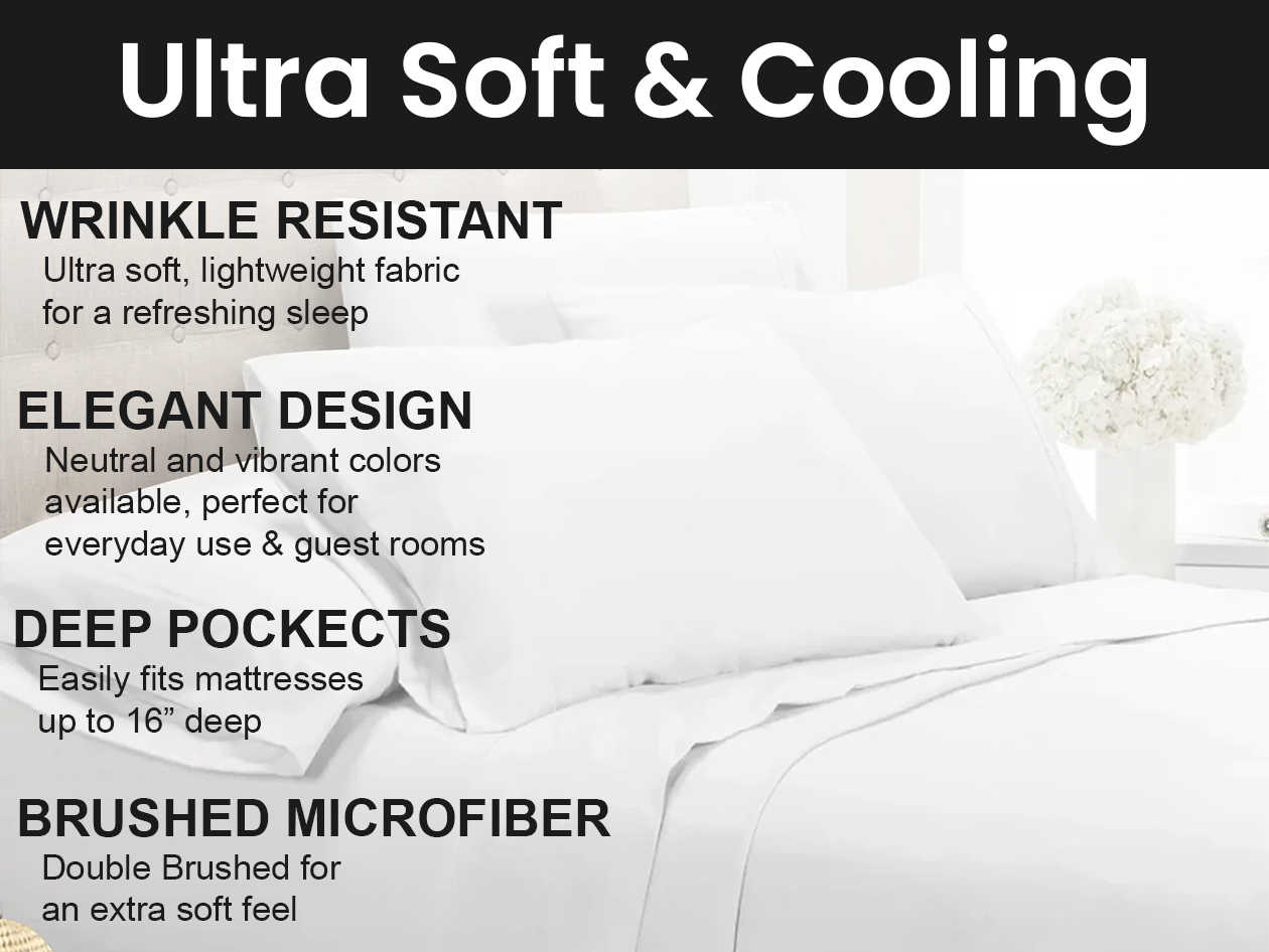 Super-Soft 1800 Series Bamboo Blend 6-Piece Sheet Set (White/Full)