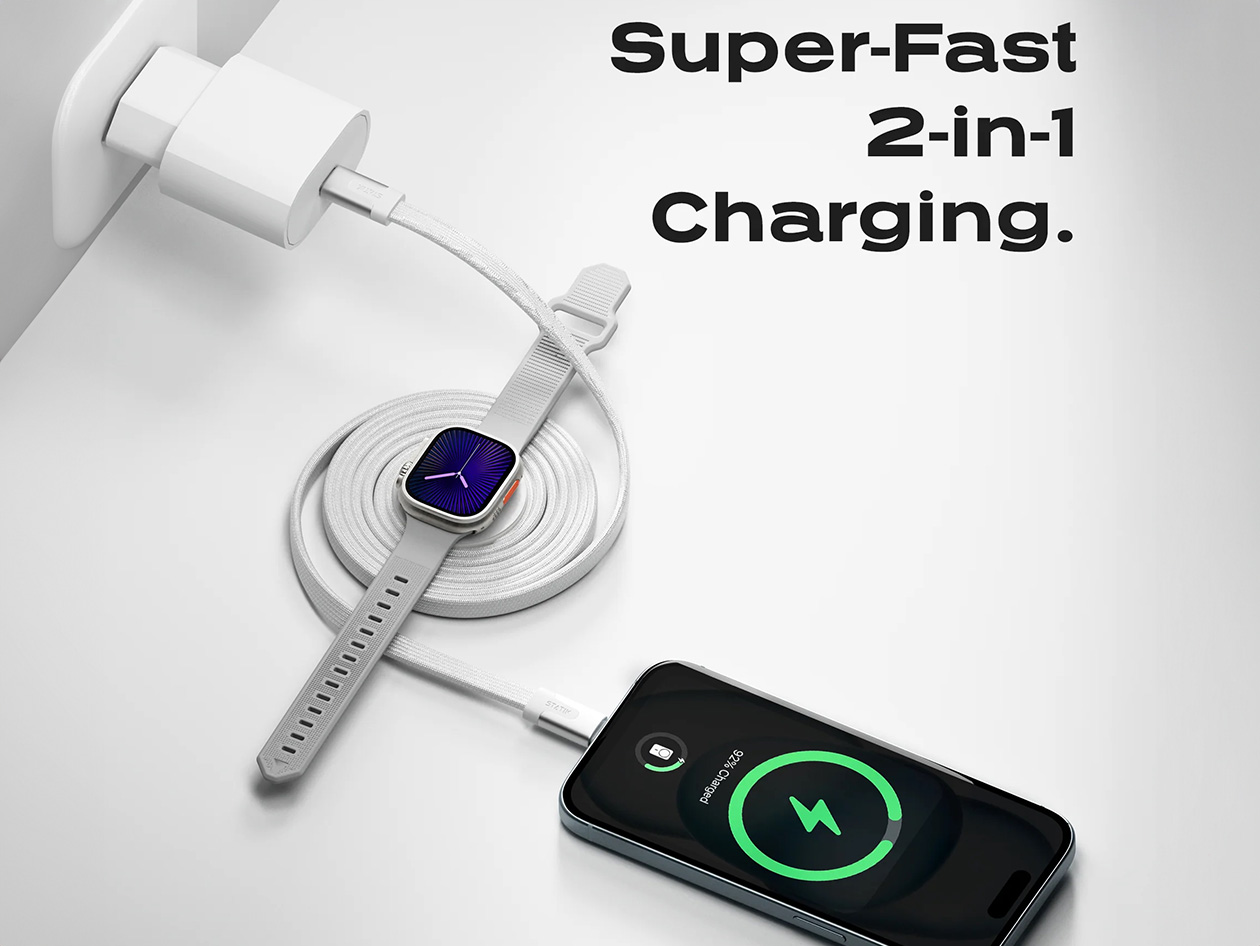 Statik® MagStack™ Duo Apple Watch Charger + 60W USB-C Cable (2-Pack)