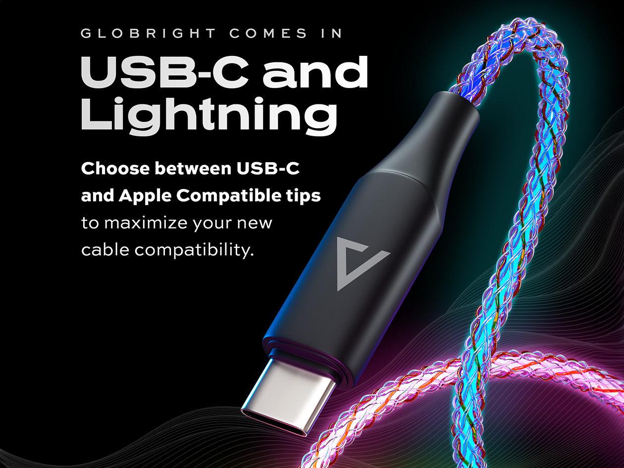 Statik® GloBright® 100W Fast Charge USB-C Braided LED Cables