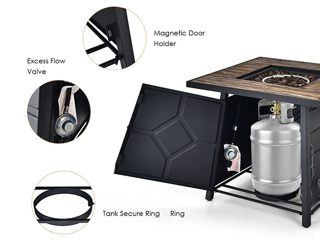 28-inch 40,000 BTU Propane Gas Fire Pit Table with Cover