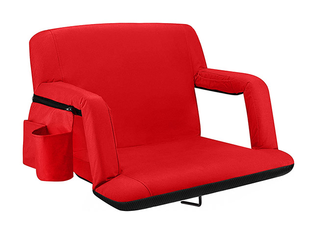 Extra Wide Reclining Stadium Seat with Armrests & Side Pockets (Red)