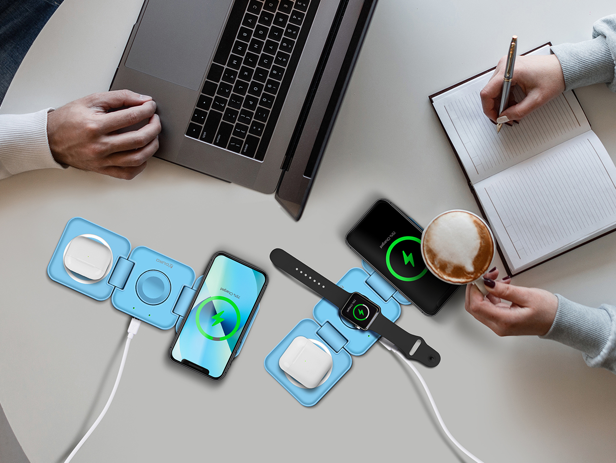 PowerUp Trinity 3-in-1 Charging Station (Blue)