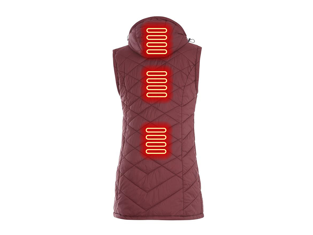 Women's Helios Hybrid Heated Coat with Power Bank (Burgundy/Large)