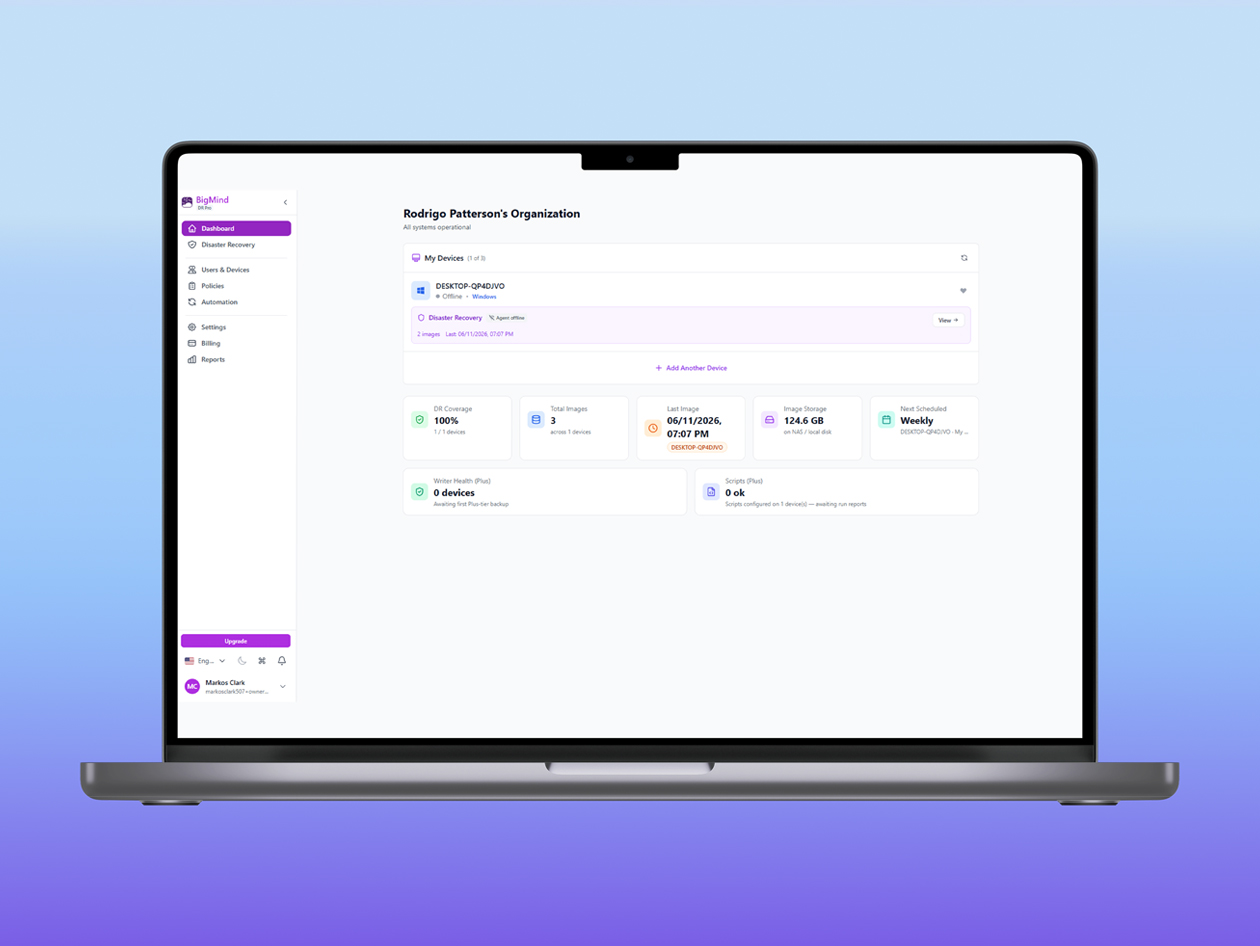 BigMind Disaster Recovery Pro Plan: Lifetime Subscription