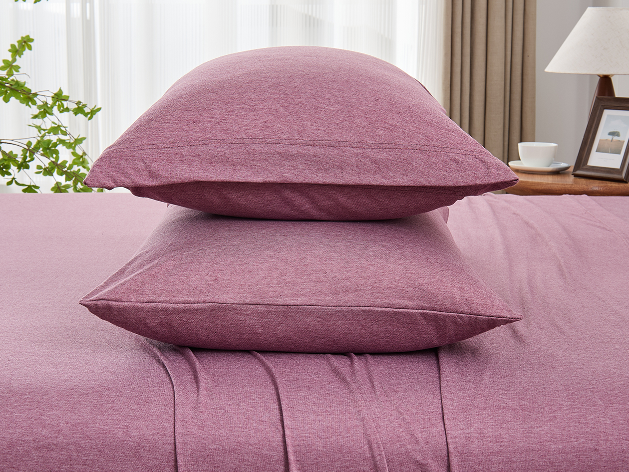 Kathy Ireland 4 Piece Heathered Jersey Knit Cotton Sheet Set (King/Rose)